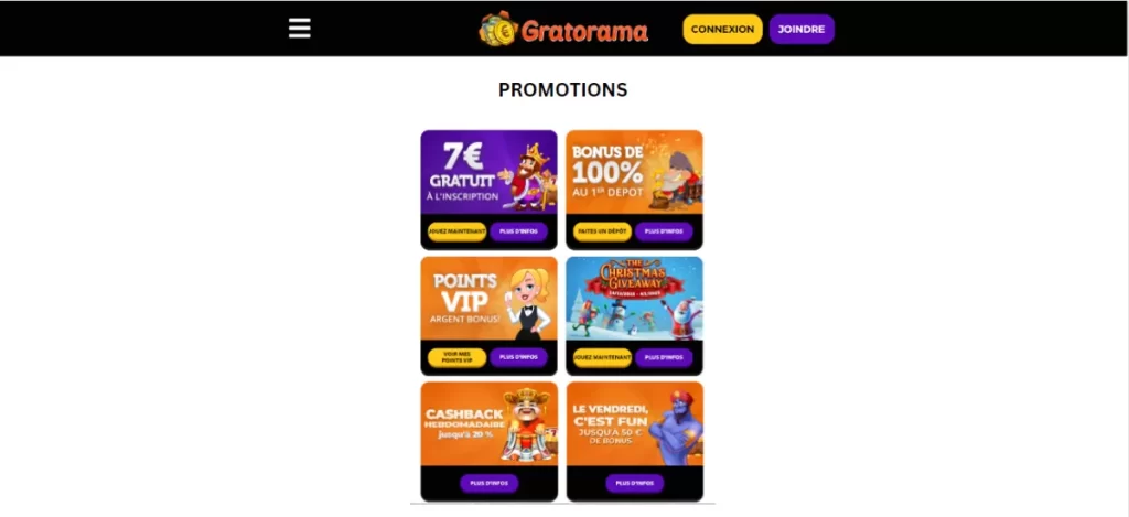 Gratorama casino promotions