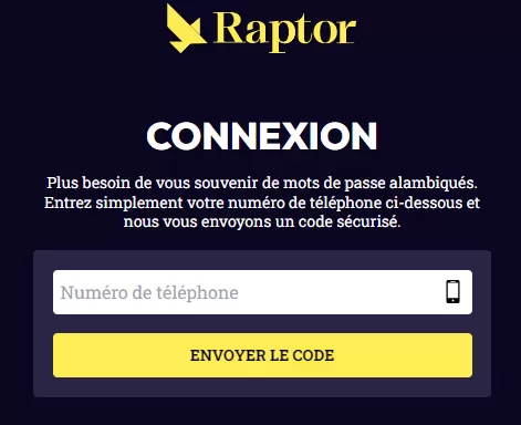 Raptor casino connexion compte joueur